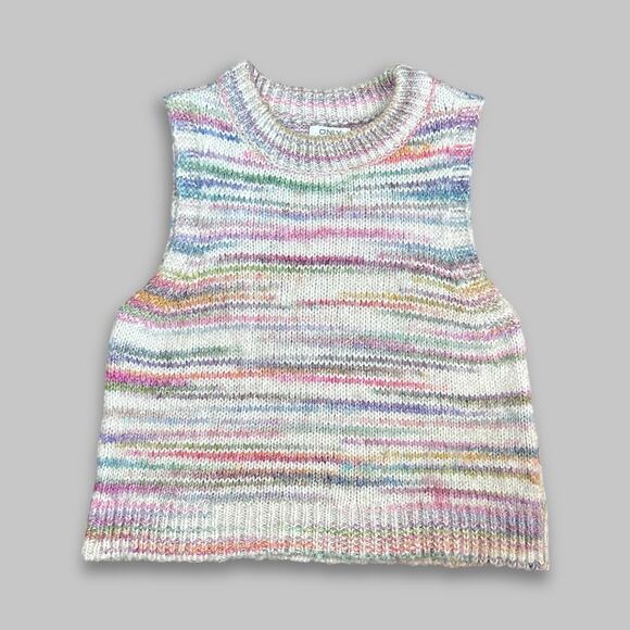 Vintage ONLY Multicolor Striped Knit Sleeveless Sweater Vest – Size S - Picture 1 of 4